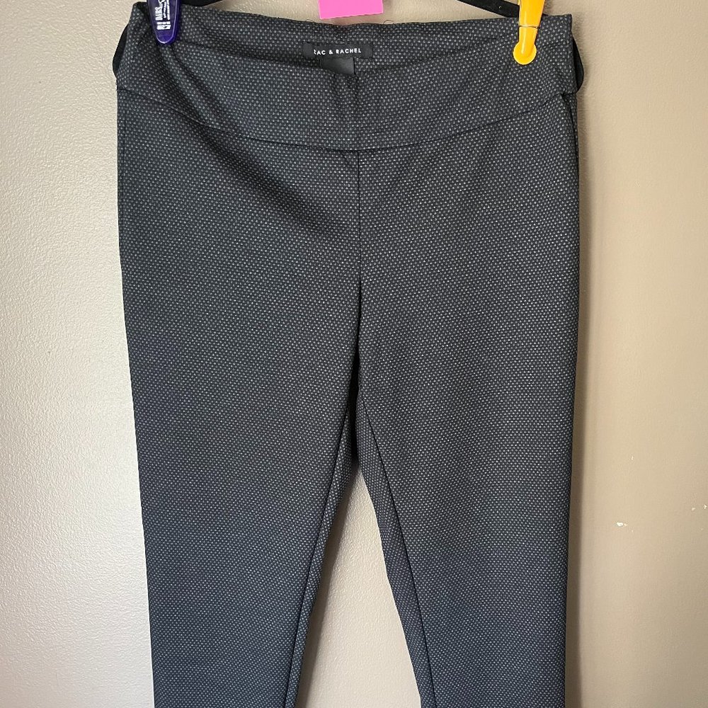 Black and grey patterned pull on ponte pant